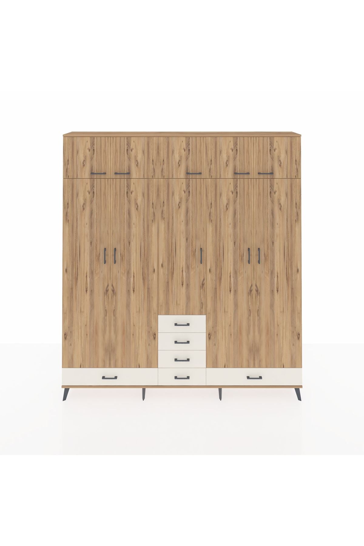 Arges Dolap 6 Raflı 6 Çekmeceli 4 Askılı 220x30x243 Çam-Çam/Aytaşı