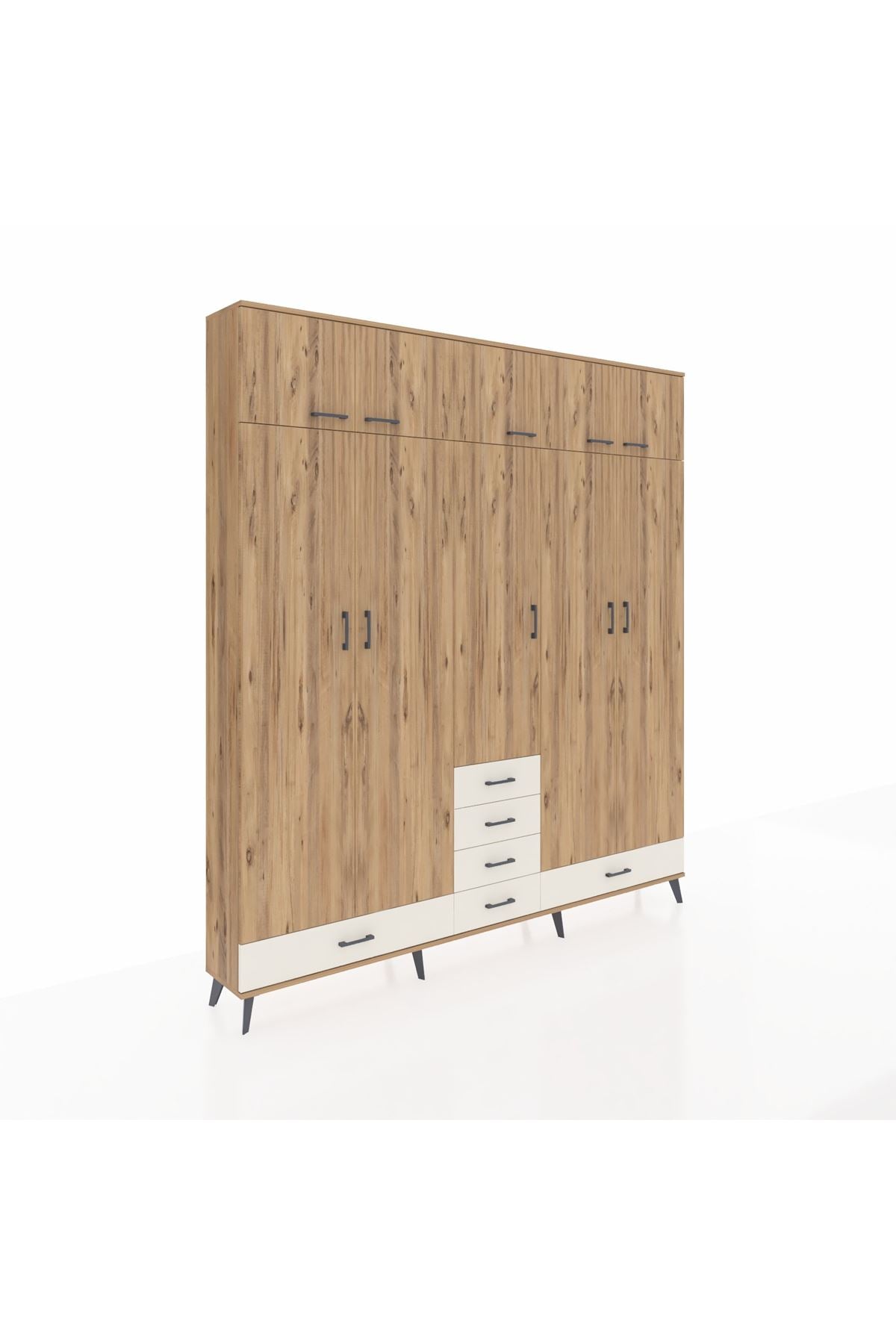 Arges Dolap 6 Raflı 6 Çekmeceli 4 Askılı 220x30x243 Çam-Çam/Aytaşı