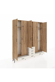 Arges Dolap 6 Raflı 6 Çekmeceli 4 Askılı 220x30x243 Çam-Çam/Aytaşı