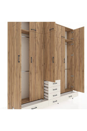 Arges Dolap 6 Raflı 6 Çekmeceli 4 Askılı 220x30x243 Çam-Çam/Aytaşı