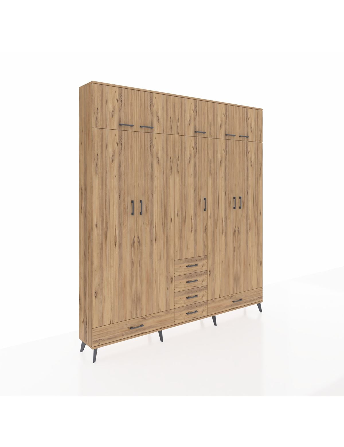 Arges Gardrop 6 Raflı 6 Çekmeceli 4 Askılı 220x30x243 Çam-Çam