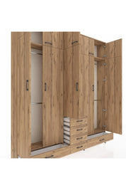 Arges Gardrop 6 Raflı 6 Çekmeceli 4 Askılı 220x30x243 Çam-Çam