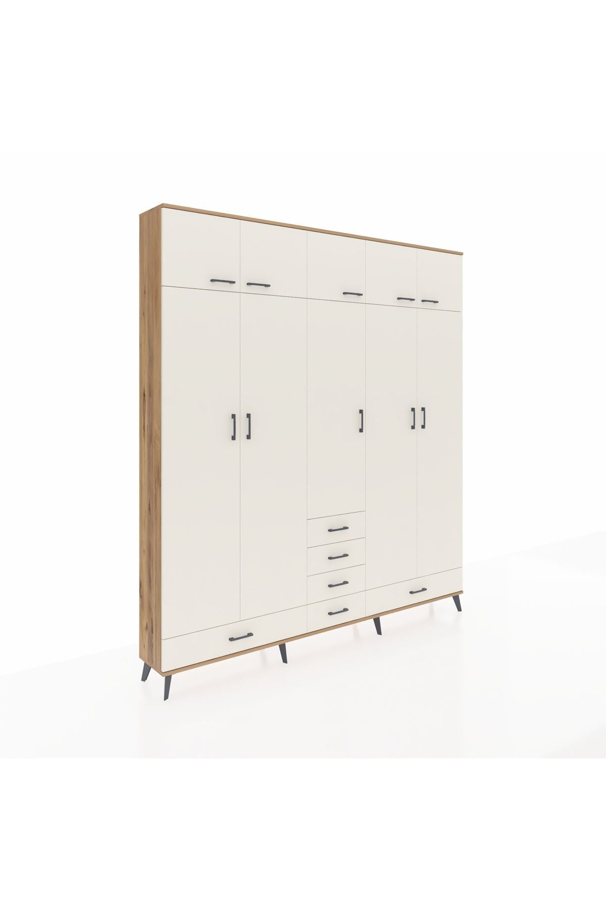 Arges Gardrop 6 Raflı 6 Çekmeceli 4 Askılı 220x30x243 Çam-Aytaşı