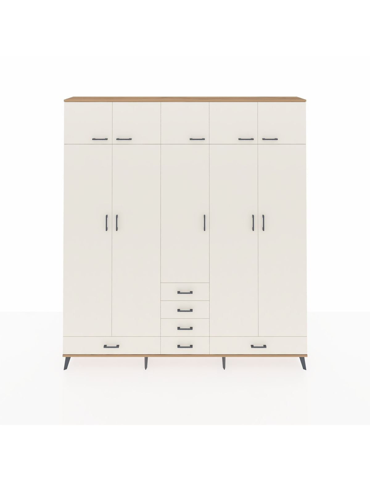 Arges Gardrop 6 Raflı 6 Çekmeceli 4 Askılı 220x30x243 Çam-Aytaşı