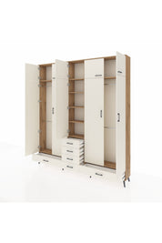 Arges Gardrop 6 Raflı 6 Çekmeceli 4 Askılı 220x30x243 Çam-Aytaşı