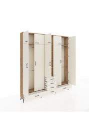 Arges Gardrop 6 Raflı 6 Çekmeceli 4 Askılı 220x30x243 Çam-Aytaşı