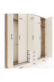 Arges Gardrop 6 Raflı 6 Çekmeceli 4 Askılı 220x30x243 Çam-Aytaşı