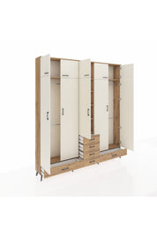 Arges Dolap 6 Raflı 6 Çekmeceli 4 Askılı 220x30x243 Çam-Aytaşı/Çam