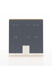 Arges Dolap 6 Raflı 6 Çekmeceli 4 Askılı 220x30x243 Çam-Antrasit/Aytaşı