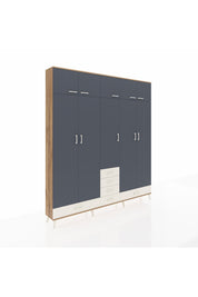 Arges Dolap 6 Raflı 6 Çekmeceli 4 Askılı 220x30x243 Çam-Antrasit/Aytaşı
