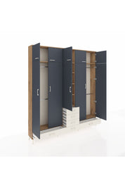 Arges Dolap 6 Raflı 6 Çekmeceli 4 Askılı 220x30x243 Çam-Antrasit/Aytaşı