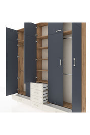 Arges Dolap 6 Raflı 6 Çekmeceli 4 Askılı 220x30x243 Çam-Antrasit/Aytaşı