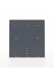 Arges Gardrop 6 Raflı 6 Çekmeceli 4 Askılı 220x30x243 Çam-Antrasit