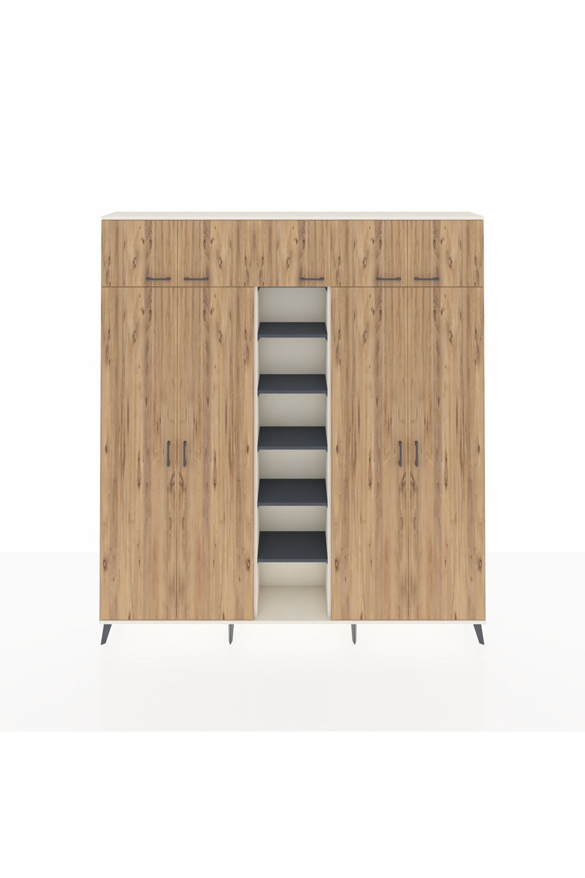 Arges Dolap 18 Raflı 9 Kapaklı 220x30x243 Aytaşı-Çam/Antrasit