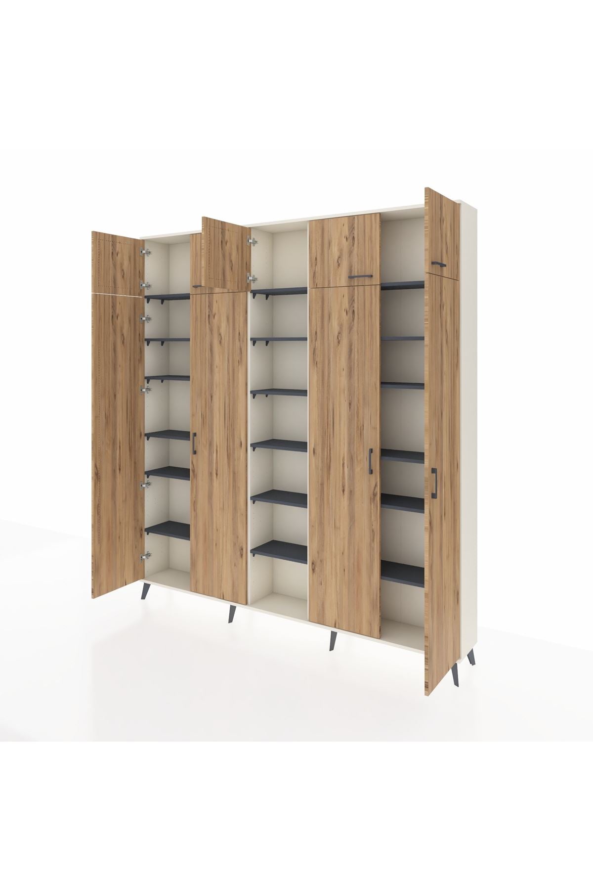 Arges Dolap 18 Raflı 9 Kapaklı 220x30x243 Aytaşı-Çam/Antrasit