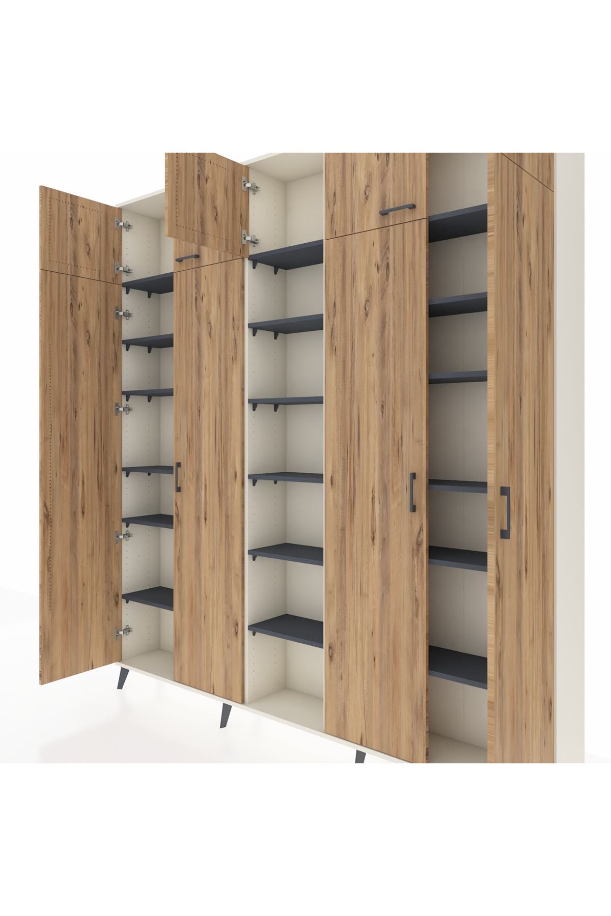 Arges Dolap 18 Raflı 9 Kapaklı 220x30x243 Aytaşı-Çam/Antrasit