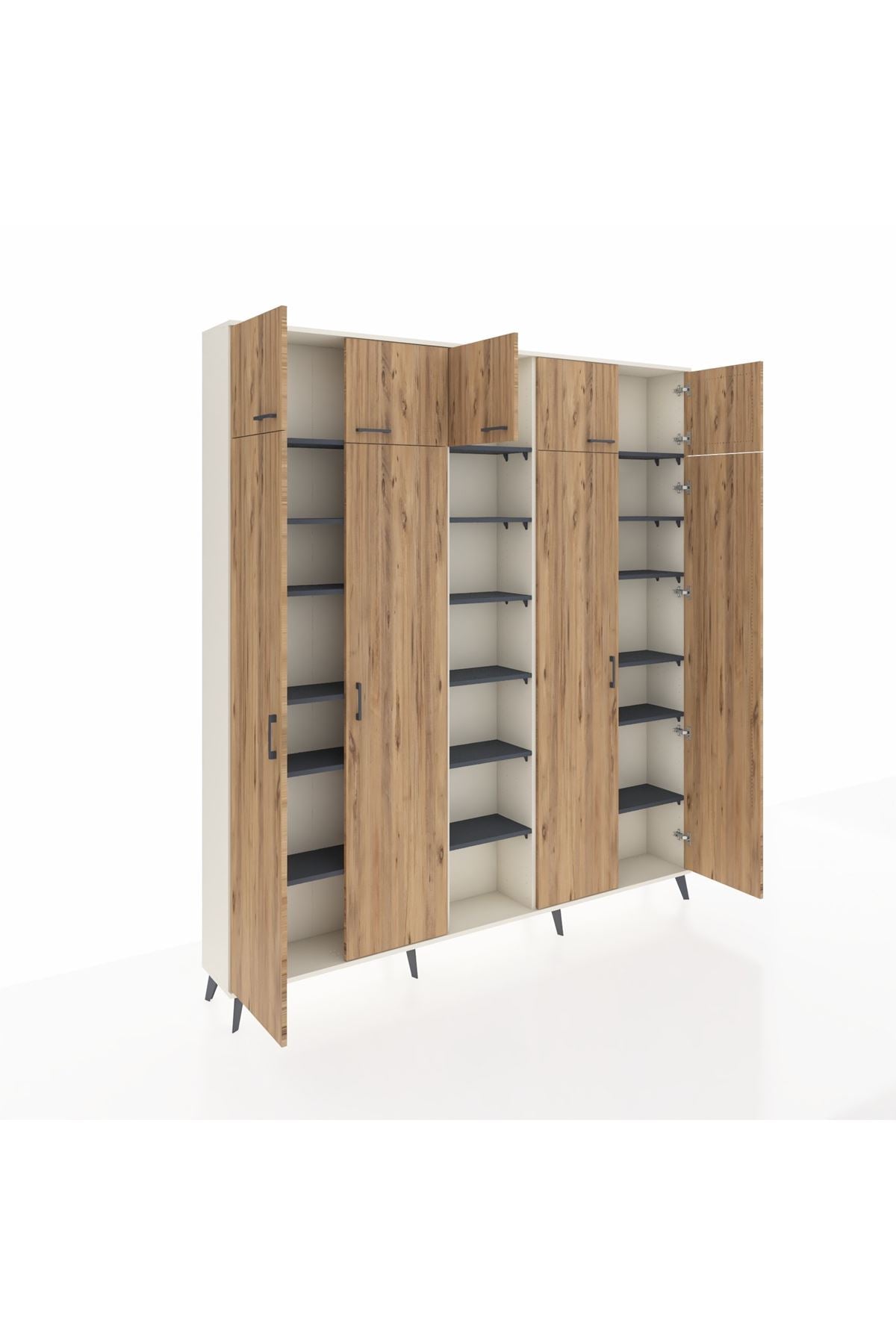 Arges Dolap 18 Raflı 9 Kapaklı 220x30x243 Aytaşı-Çam/Antrasit