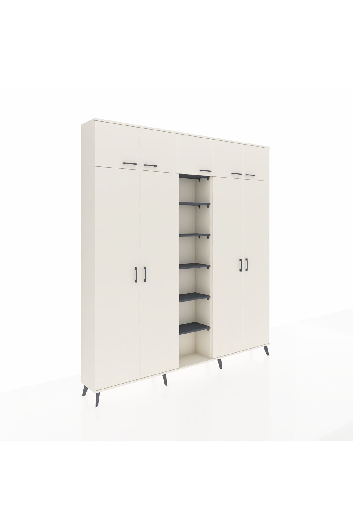 Arges Dolap 18 Raflı 9 Kapaklı 220x30x243 Aytaşı-Aytaşı/Antrasit