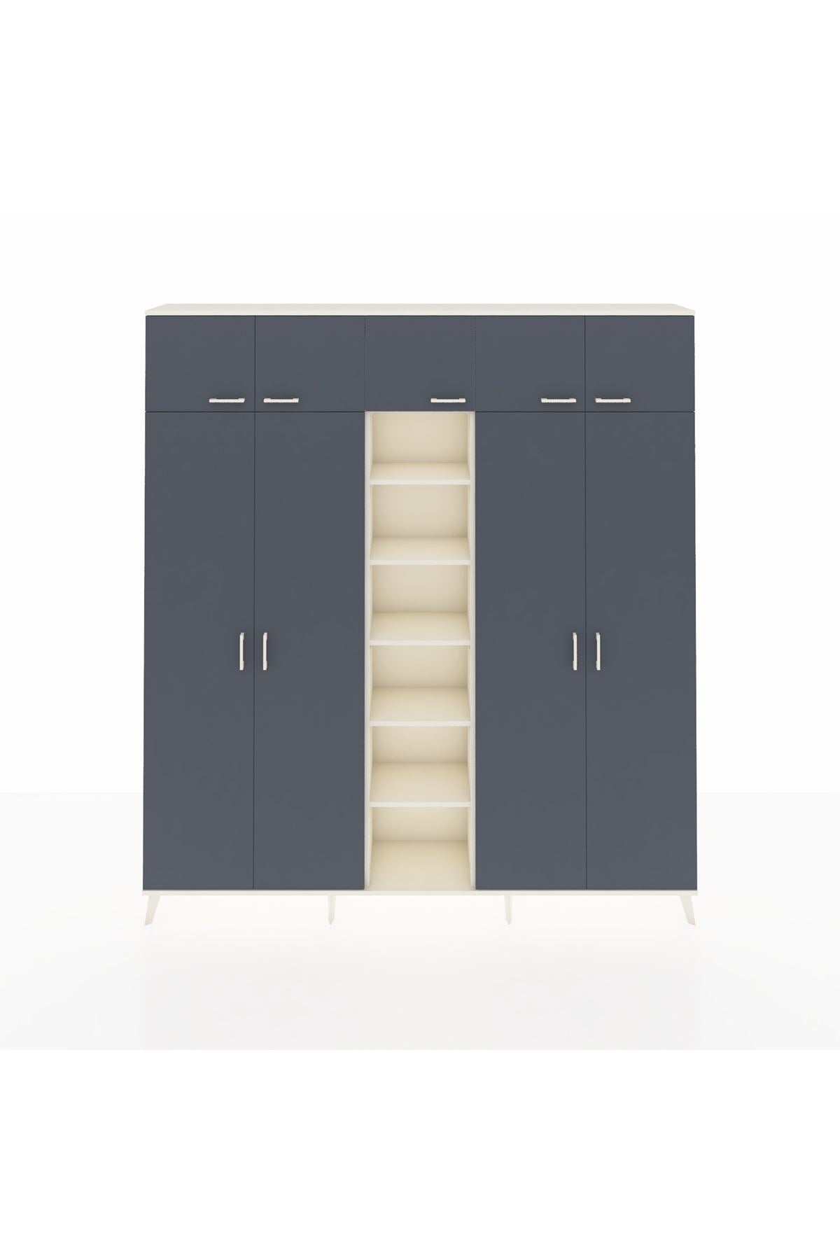 Arges Dolap 18 Raflı 9 Kapaklı 220x30x243 Aytaşı-Antrasit/Aytaşı