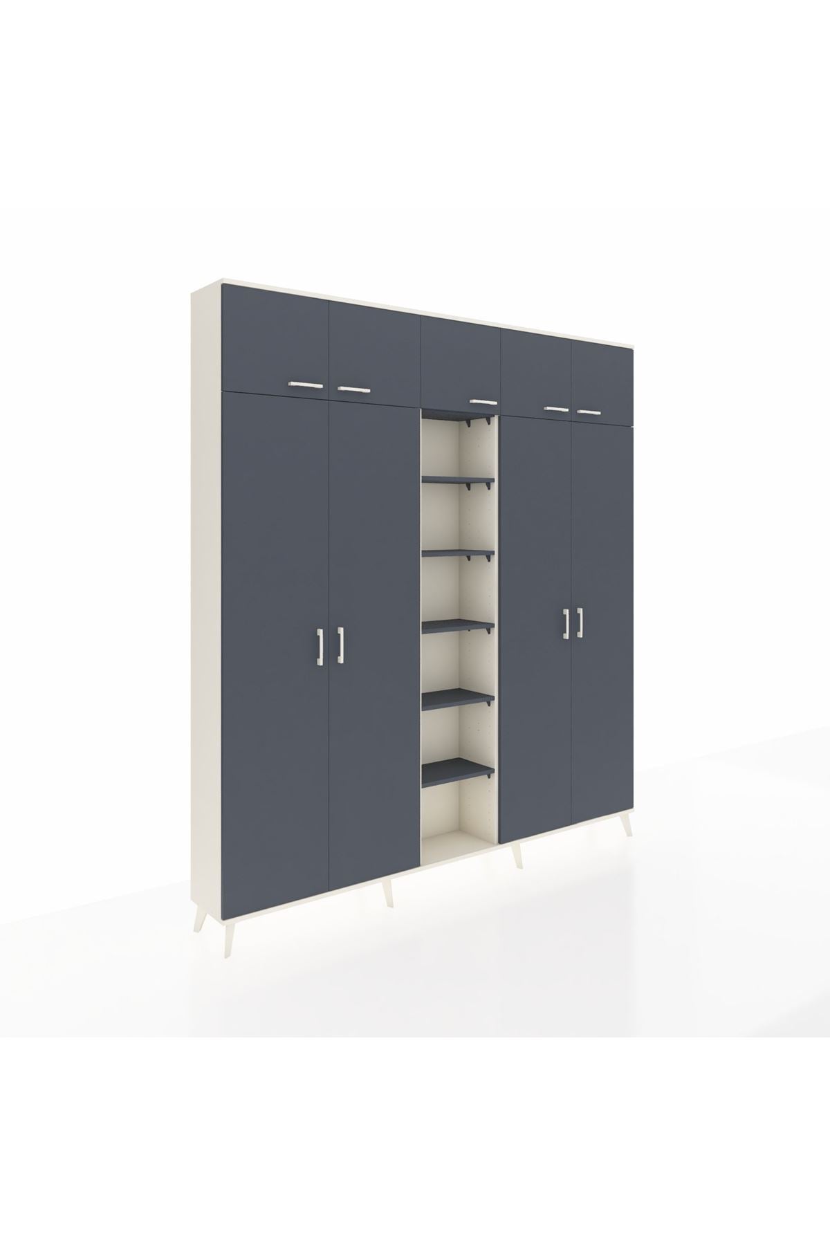 Arges Gardrop 18 Raflı 9 Kapaklı 220x30x243 Aytaşı-Antrasit