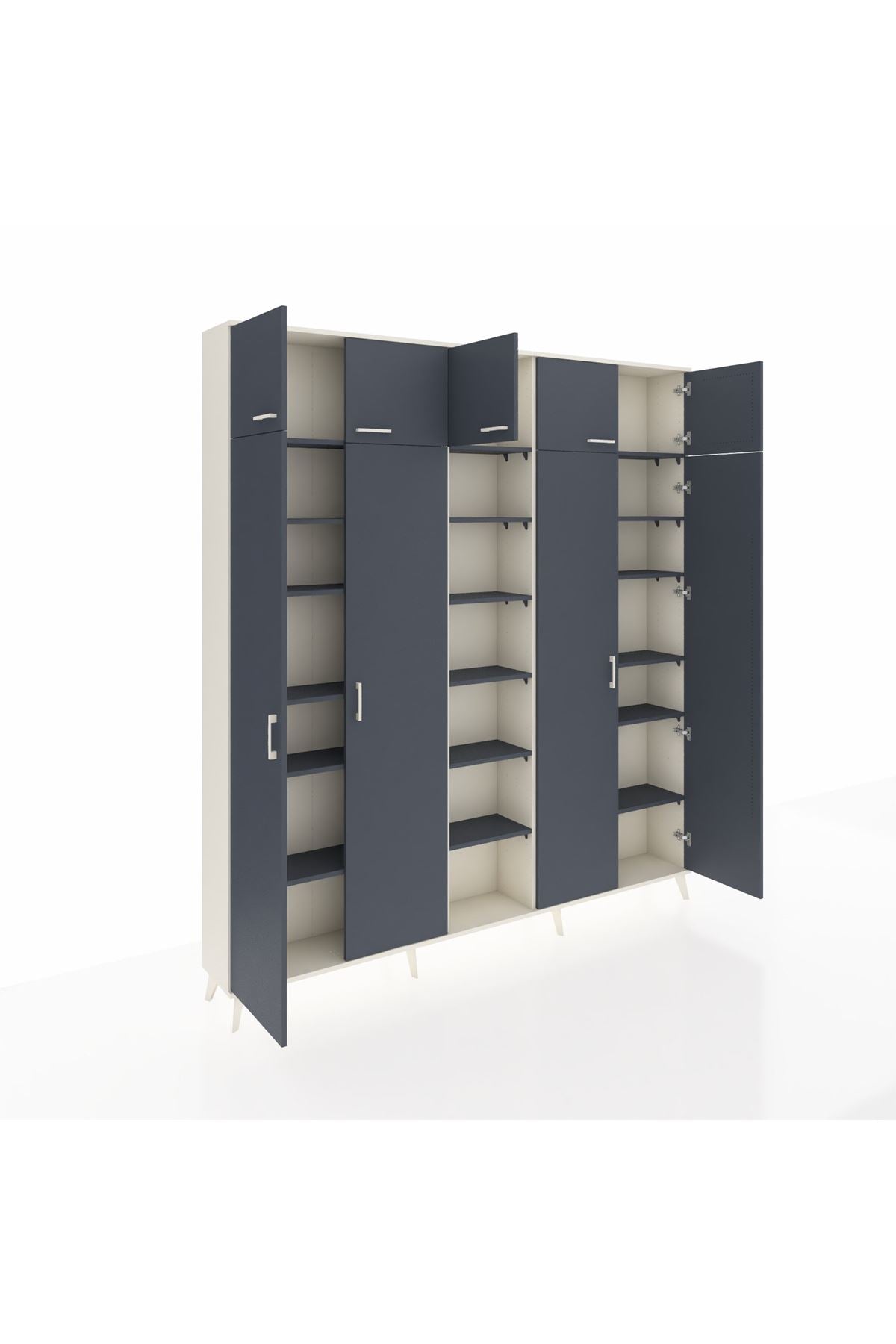 Arges Gardrop 18 Raflı 9 Kapaklı 220x30x243 Aytaşı-Antrasit