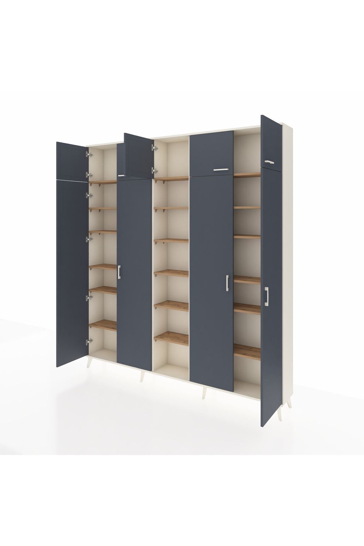 Arges Dolap 18 Raflı 9 Kapaklı 220x30x243 Aytaşı-Antrasit/Çam