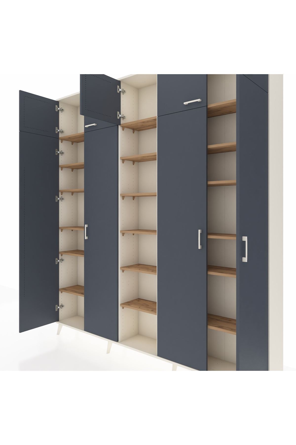 Arges Dolap 18 Raflı 9 Kapaklı 220x30x243 Aytaşı-Antrasit/Çam