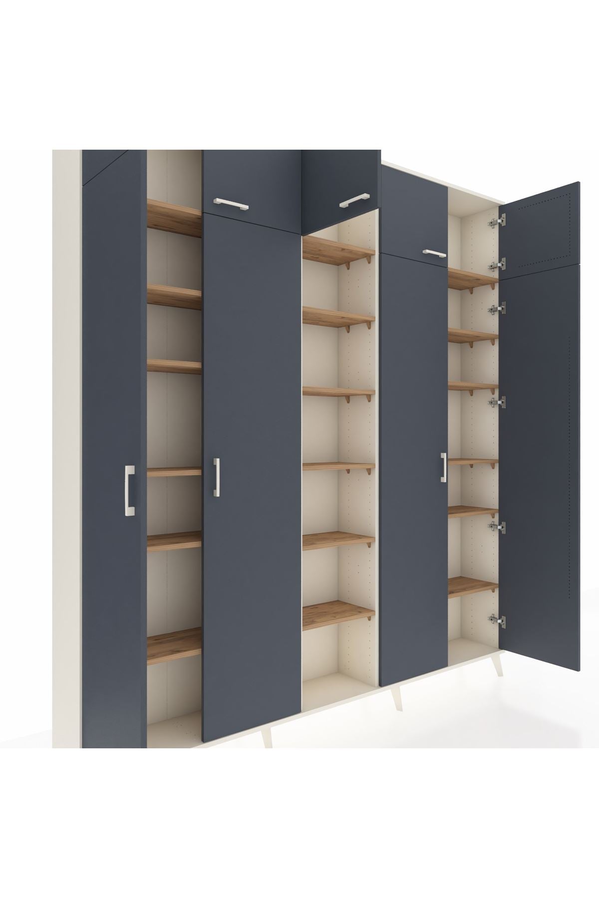 Arges Dolap 18 Raflı 9 Kapaklı 220x30x243 Aytaşı-Antrasit/Çam