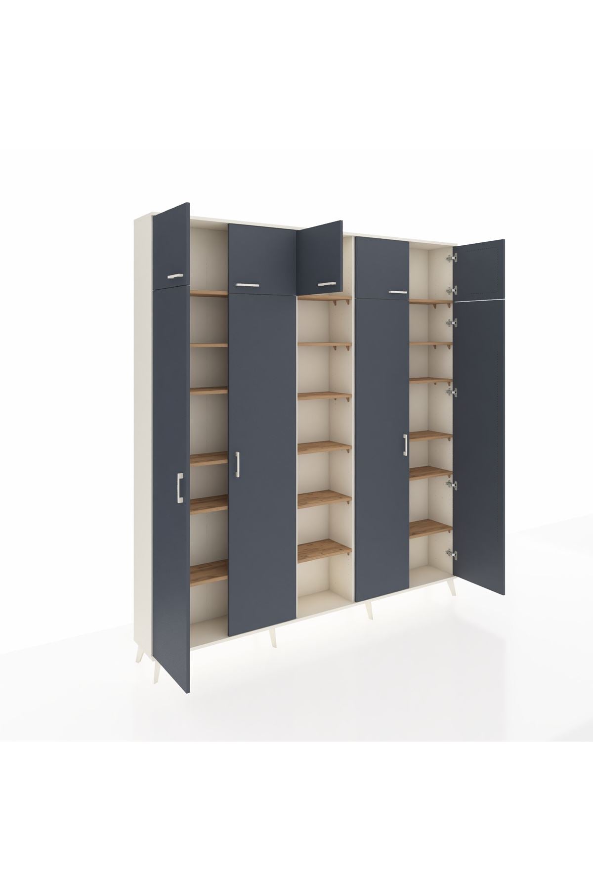 Arges Dolap 18 Raflı 9 Kapaklı 220x30x243 Aytaşı-Antrasit/Çam