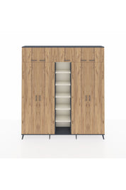 Arges Dolap 18 Raflı 9 Kapaklı 220x30x243 Antrasit-Çam/Aytaşı