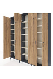 Arges Dolap 18 Raflı 9 Kapaklı 220x30x243 Antrasit-Çam/Aytaşı