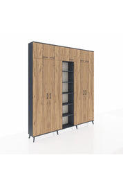 Arges Dolap 18 Raflı 9 Kapaklı 220x30x243 Antrasit-Çam/Antrasit