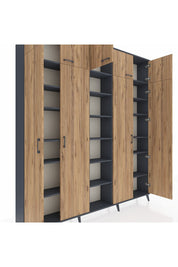 Arges Dolap 18 Raflı 9 Kapaklı 220x30x243 Antrasit-Çam/Antrasit