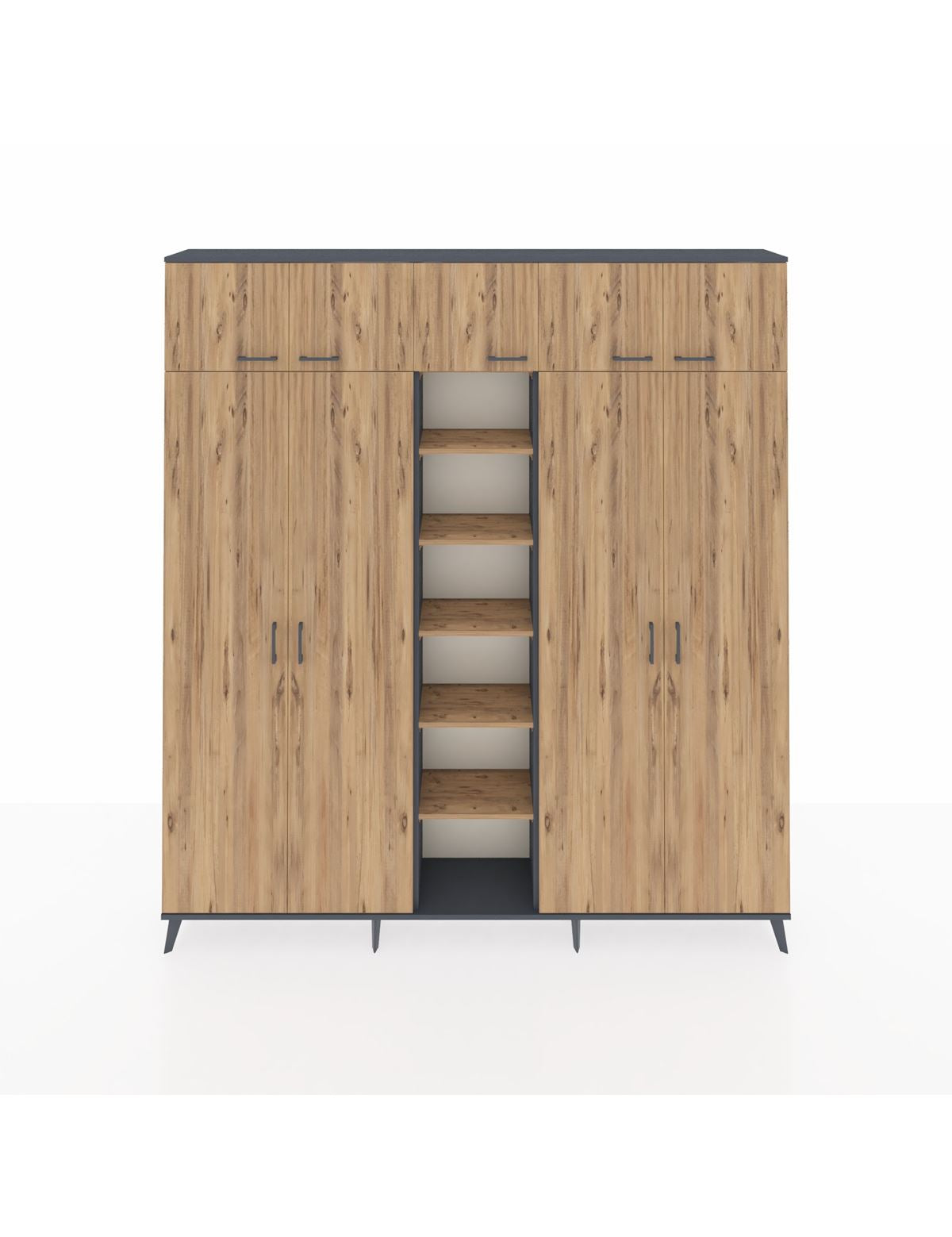 Arges Gardrop 18 Raflı 9 Kapaklı 220x30x243 Antrasit-Çam