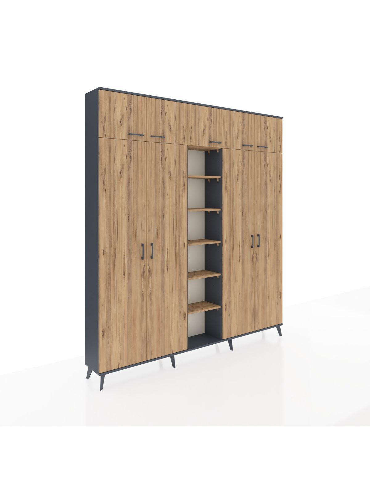 Arges Gardrop 18 Raflı 9 Kapaklı 220x30x243 Antrasit-Çam