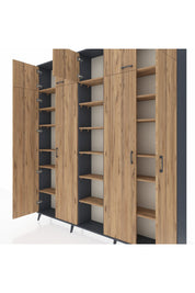 Arges Gardrop 18 Raflı 9 Kapaklı 220x30x243 Antrasit-Çam