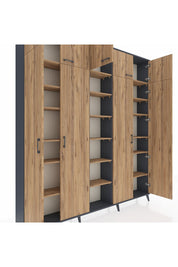 Arges Gardrop 18 Raflı 9 Kapaklı 220x30x243 Antrasit-Çam