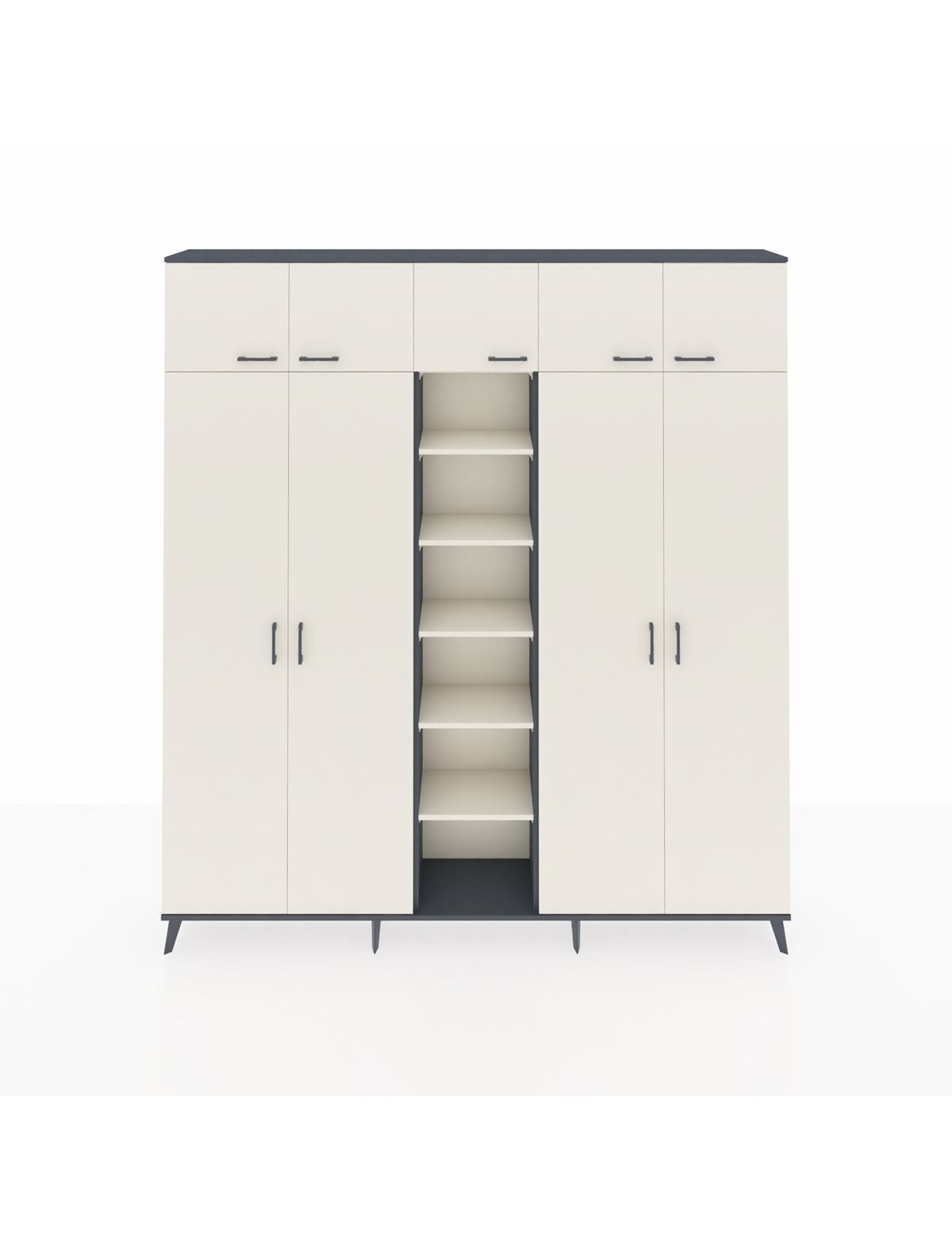 Arges Gardrop 18 Raflı 9 Kapaklı 220x30x243 Antrasit-Aytaşı