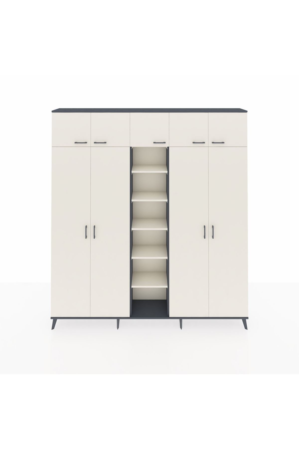 Arges Gardrop 18 Raflı 9 Kapaklı 220x30x243 Antrasit-Aytaşı