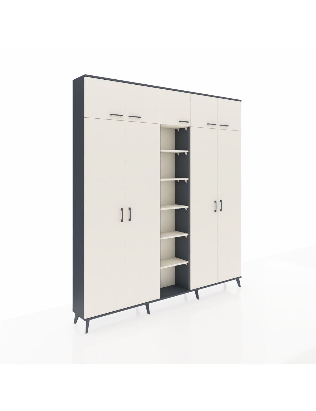 Arges Gardrop 18 Raflı 9 Kapaklı 220x30x243 Antrasit-Aytaşı