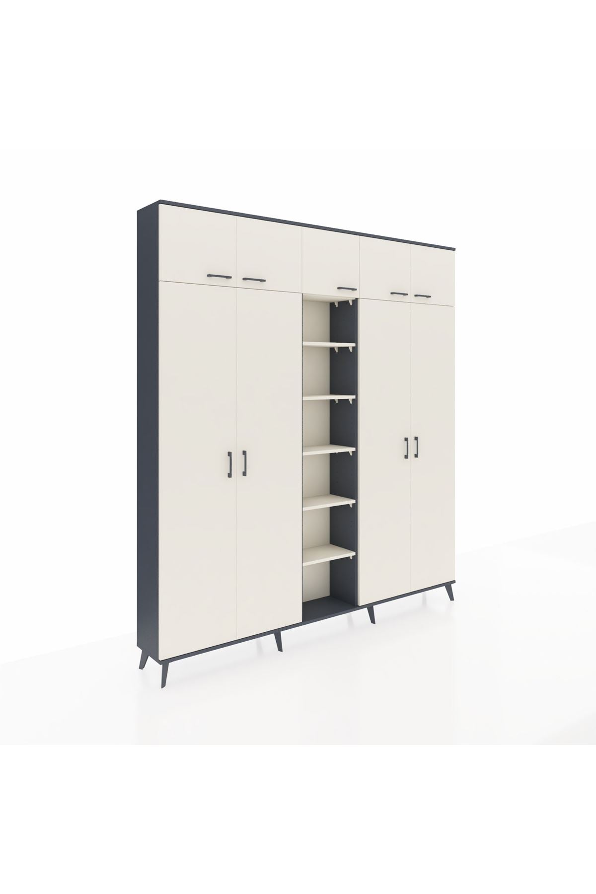 Arges Gardrop 18 Raflı 9 Kapaklı 220x30x243 Antrasit-Aytaşı