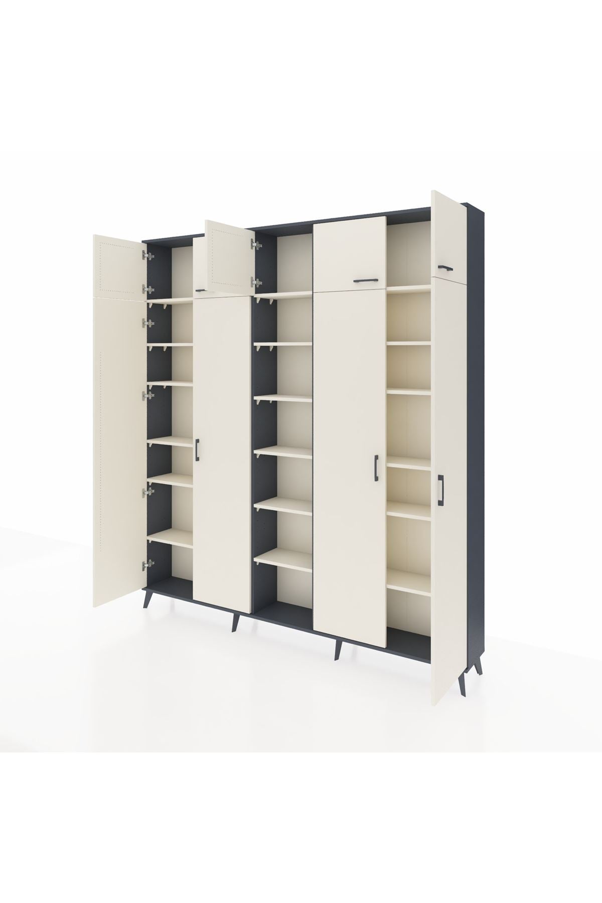 Arges Gardrop 18 Raflı 9 Kapaklı 220x30x243 Antrasit-Aytaşı