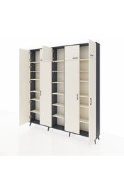 Arges Gardrop 18 Raflı 9 Kapaklı 220x30x243 Antrasit-Aytaşı