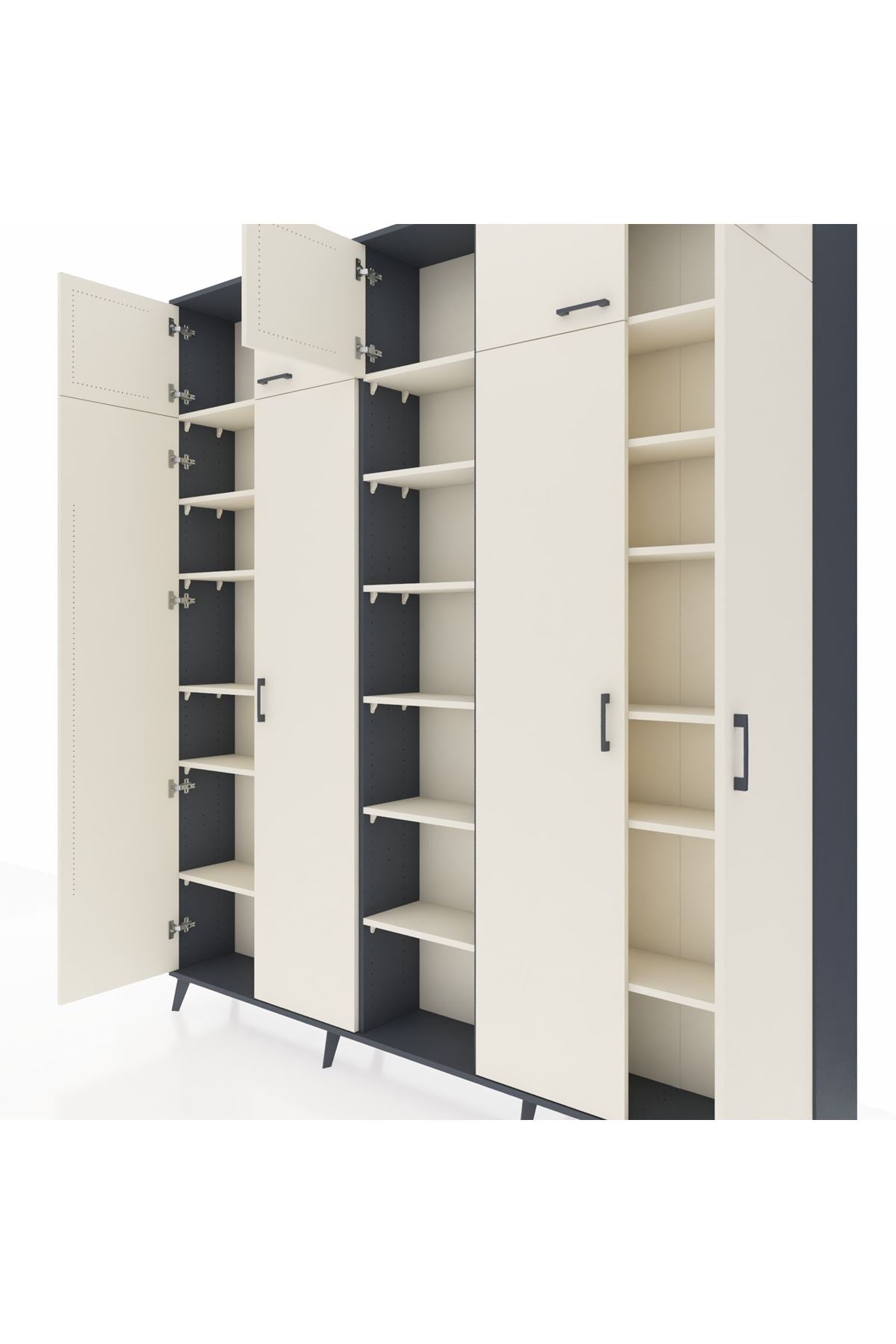 Arges Gardrop 18 Raflı 9 Kapaklı 220x30x243 Antrasit-Aytaşı