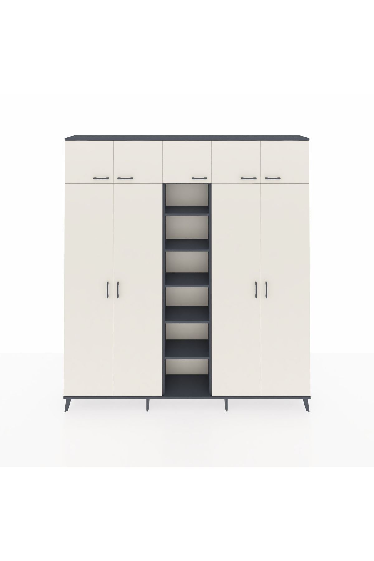 Arges Dolap 18 Raflı 9 Kapaklı 220x30x243 Antrasit-Aytaşı/Antrasit