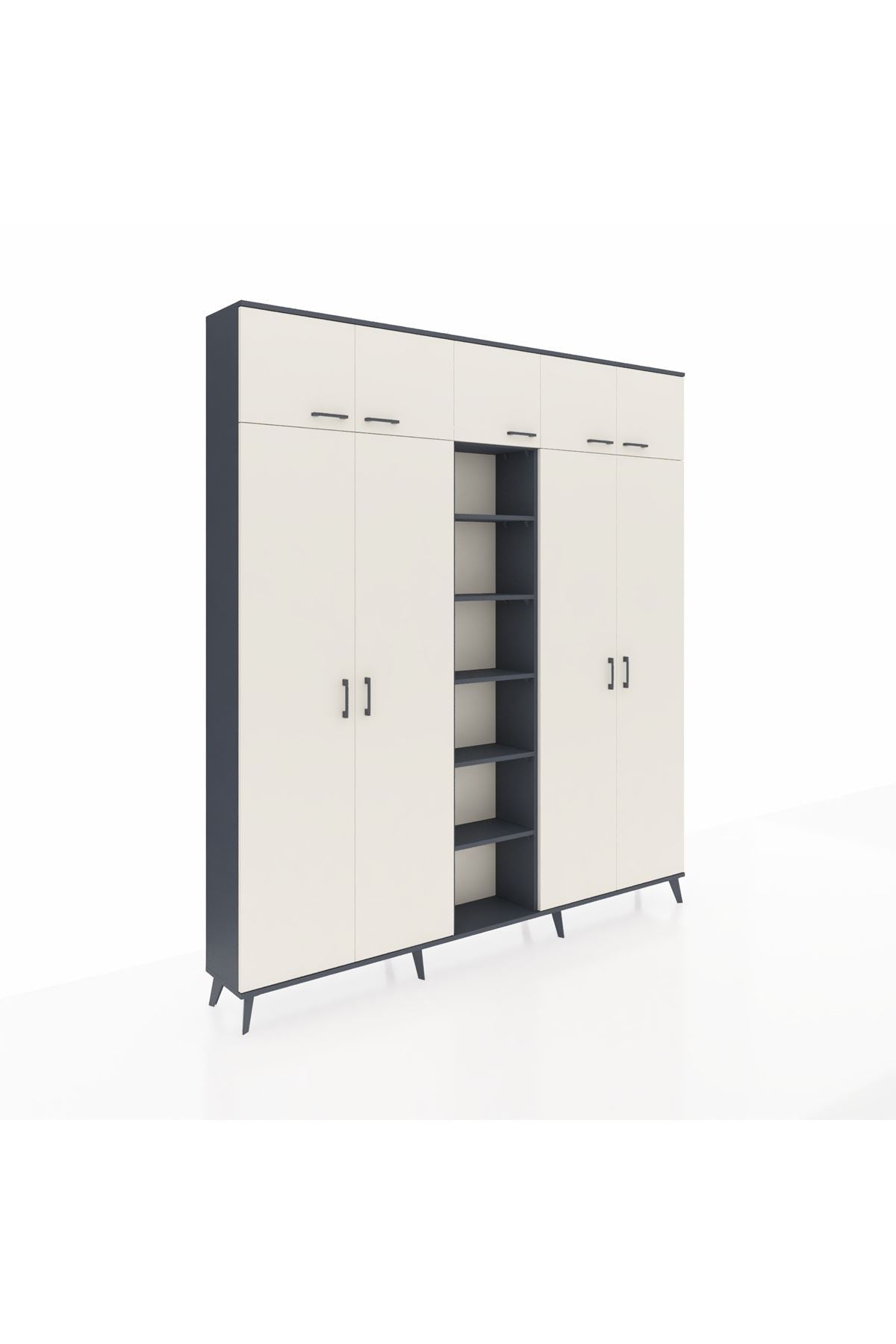 Arges Dolap 18 Raflı 9 Kapaklı 220x30x243 Antrasit-Aytaşı/Antrasit