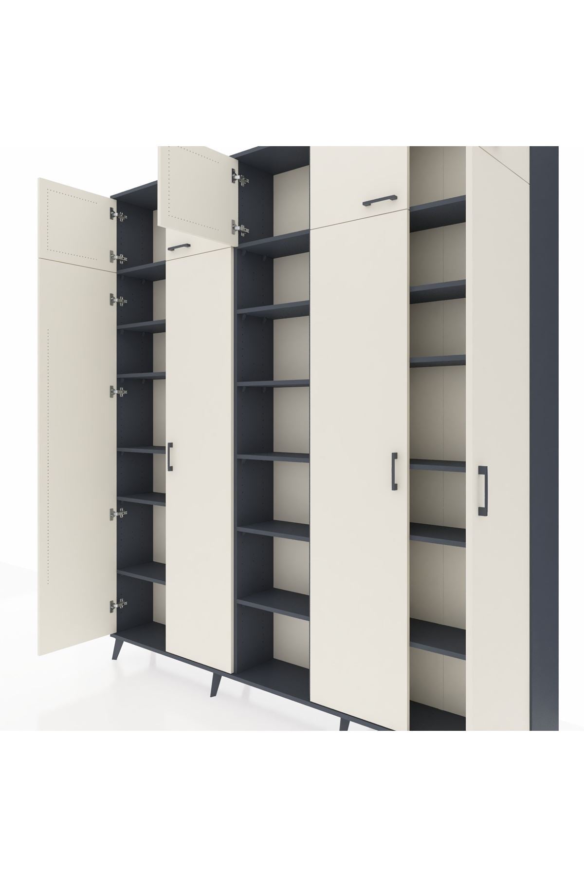 Arges Dolap 18 Raflı 9 Kapaklı 220x30x243 Antrasit-Aytaşı/Antrasit