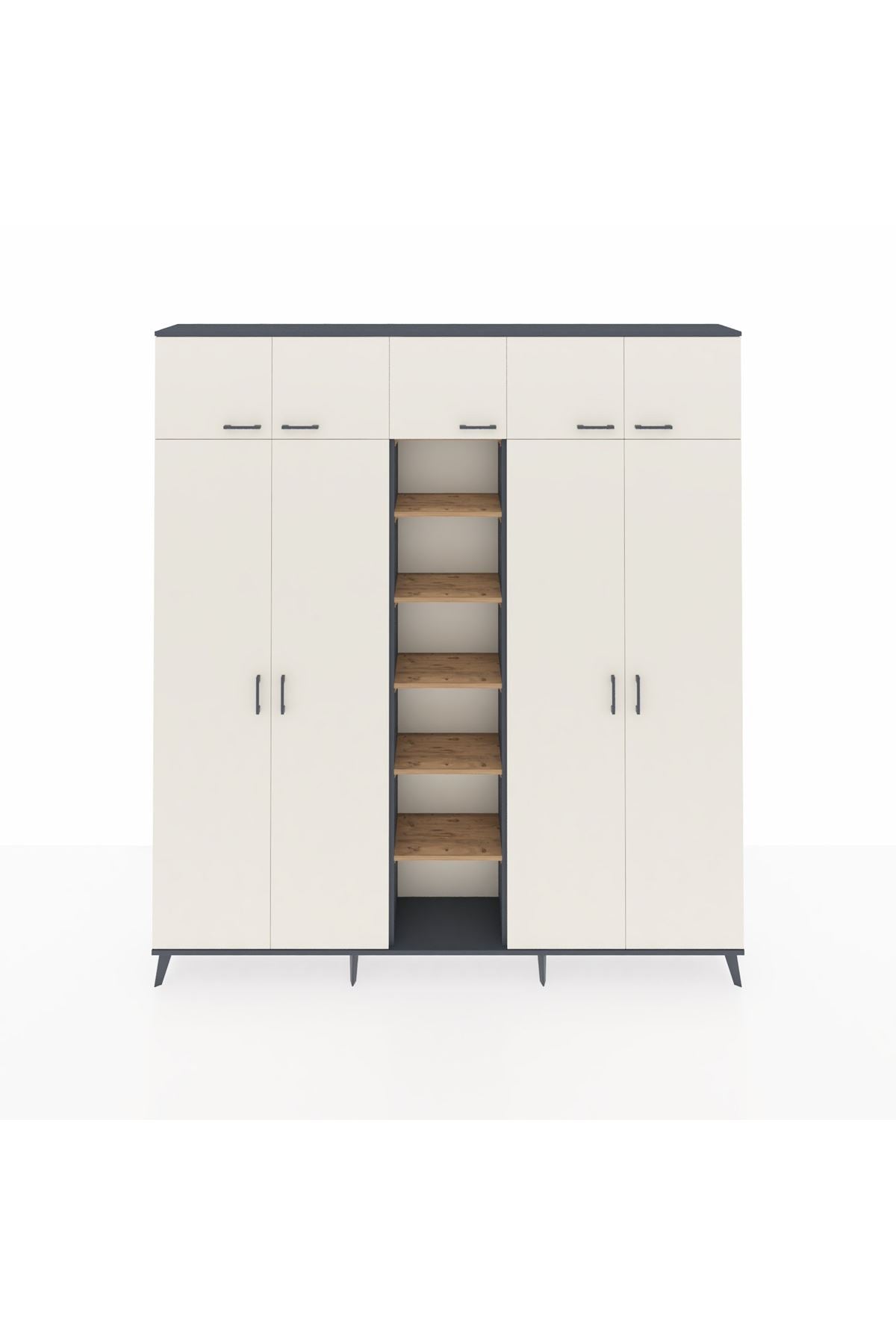 Arges Dolap 18 Raflı 9 Kapaklı 220x30x243 Antrasit-Aytaşı/Çam