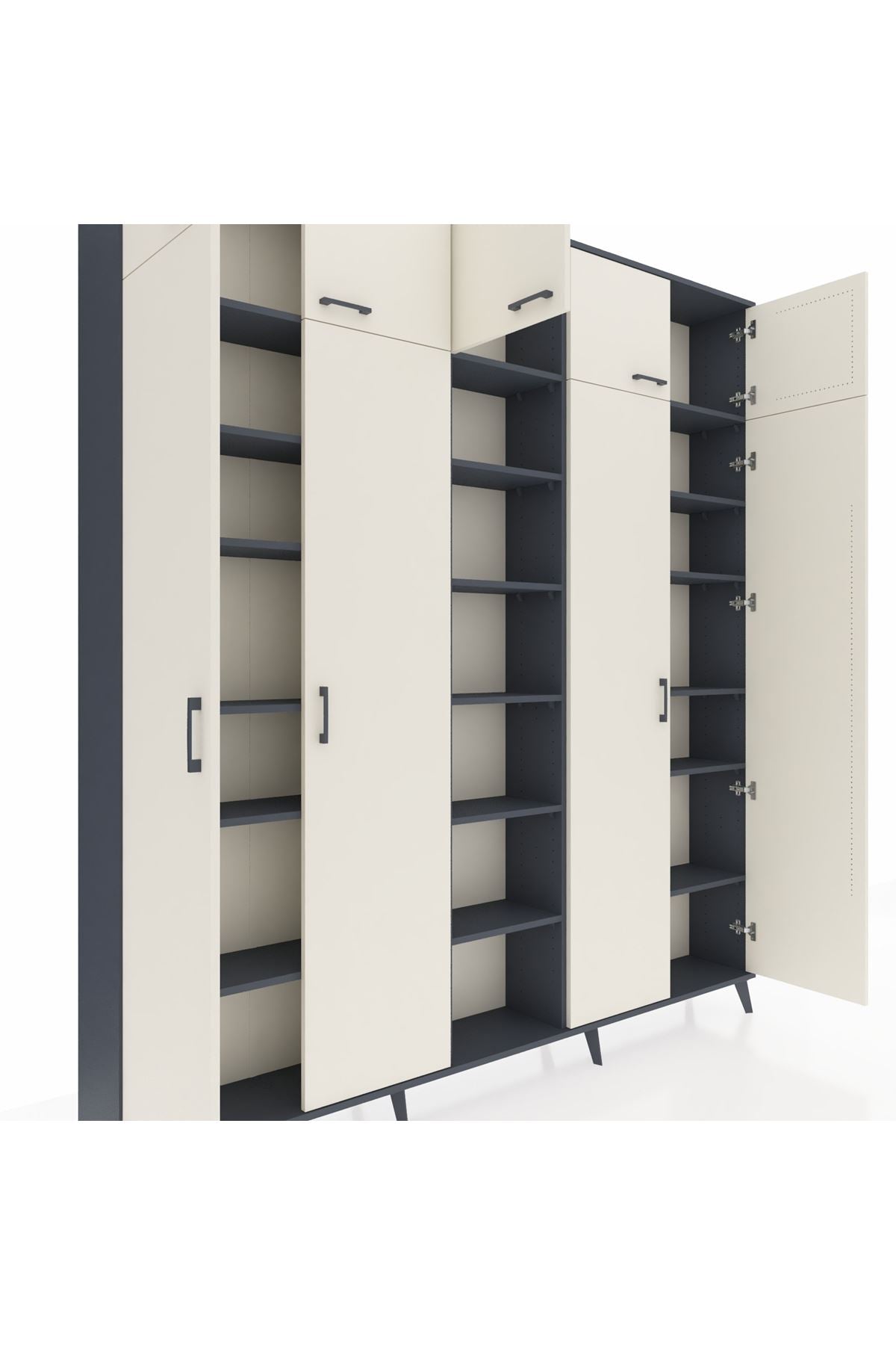 Arges Dolap 18 Raflı 9 Kapaklı 220x30x243 Antrasit-Aytaşı/Antrasit