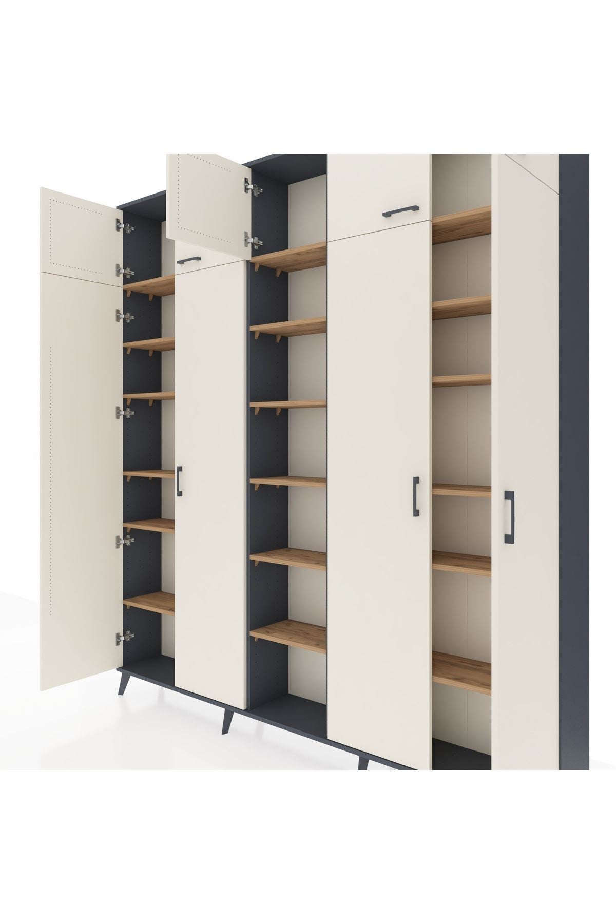 Arges Dolap 18 Raflı 9 Kapaklı 220x30x243 Antrasit-Aytaşı/Çam